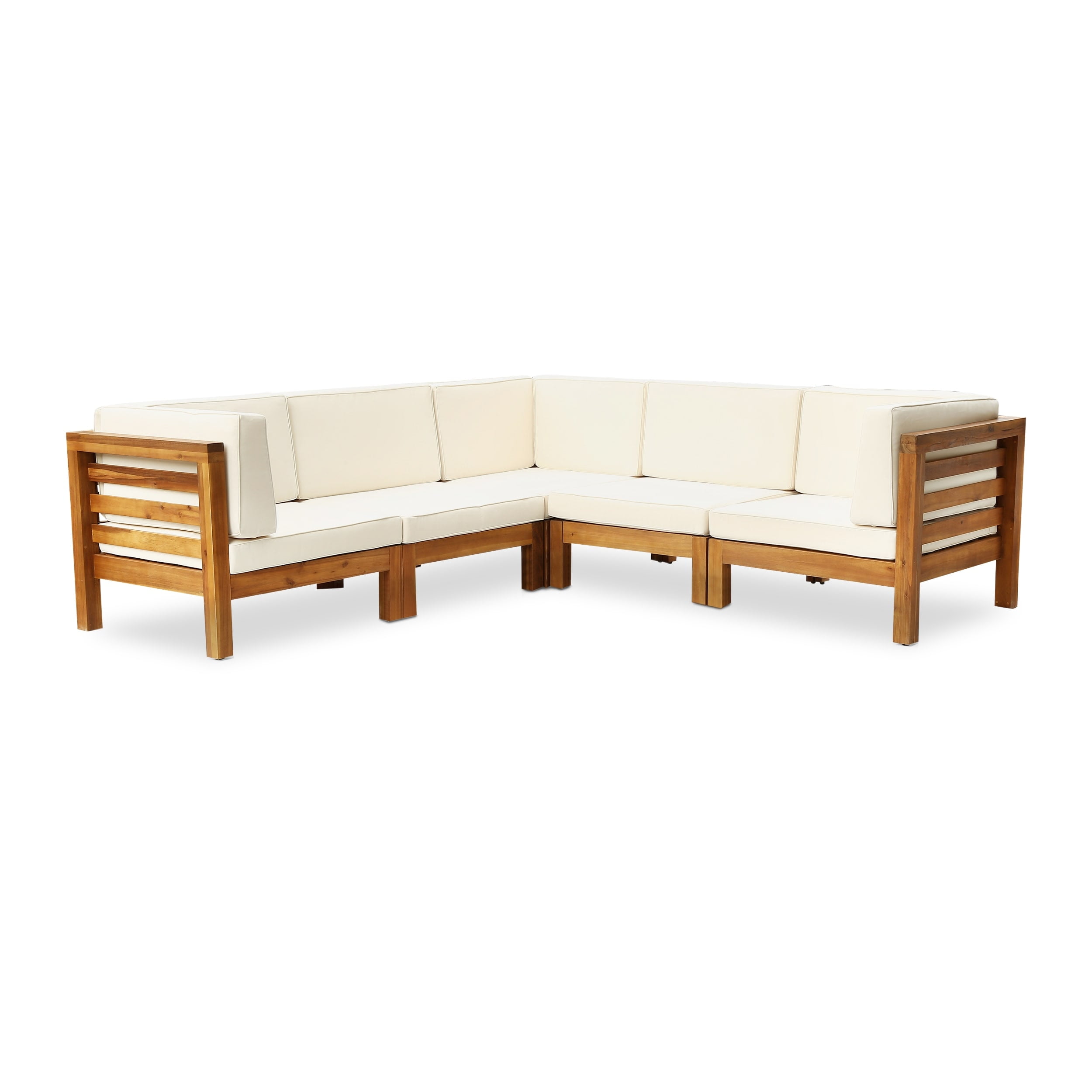 Christopher knight home outdoor oana wooden 4 piece online patio sectional sofa set