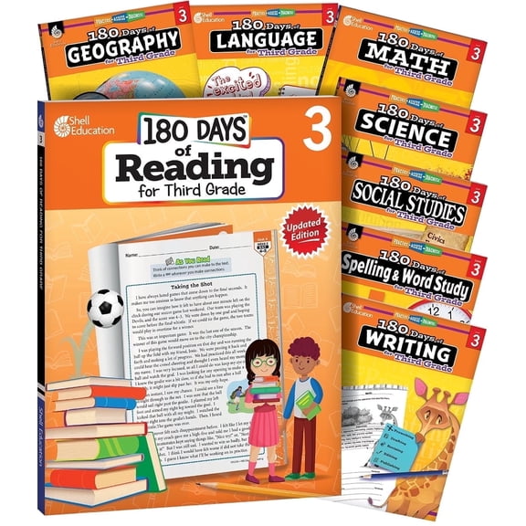 180 Days™: Reading 2nd Edition, Writing, Spelling, Language, Science, Math, Social Studies, and Geography 3rd Grade