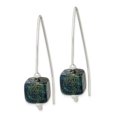 thumbnail image 2 of FB Jewels Sterling Silver Blue Dichroic Glass Thread Earrings, 2 of 3