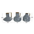 thumbnail image 3 of CosmoLiving by Cosmopolitan 6", 7", 7"H Abstract Enameled Blue Metal Vase with Varying Shapes and Geometric Gold Handles, Set of 3, 3 of 15