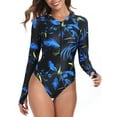 thumbnail image 6 of RELLECIGA Women's Plus Size Rash Guard Long Sleeve Women Tummy Control Zipper One Piece Swimsuit Sexy Monokini Floral Bathing Suits Size XXL, 6 of 7
