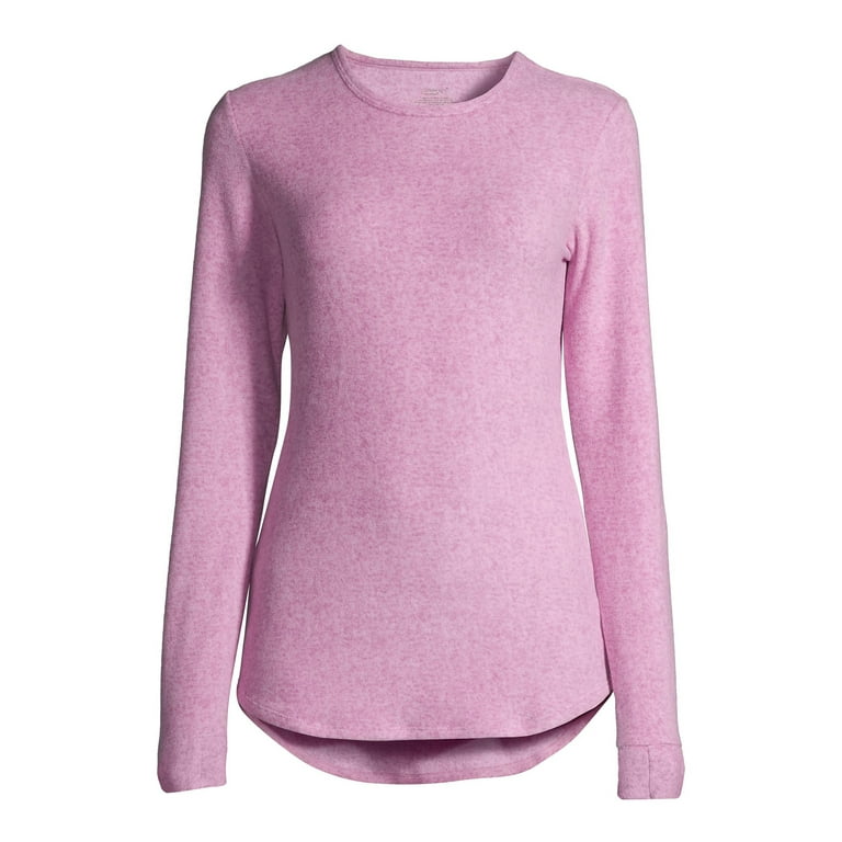 ClimateRight by Cuddl Duds Women's Stretch Fleece Base Layer Crewneck  Thermal Top with Cuff Thumbhole