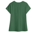 thumbnail image 5 of YTCAMLO Collared V Neck Womens Cotton Linen Blouses Casual Solid Short Sleeve Shirts Lightweight Button Business Tunic Tops, Army Green S, 5 of 7