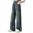 thumbnail image 2 of Cowsor Girls Baggy Jeans Distressed Denim Pants Elastic Waist Wide Leg Jeans for Girls Kids Loose, 2 of 7
