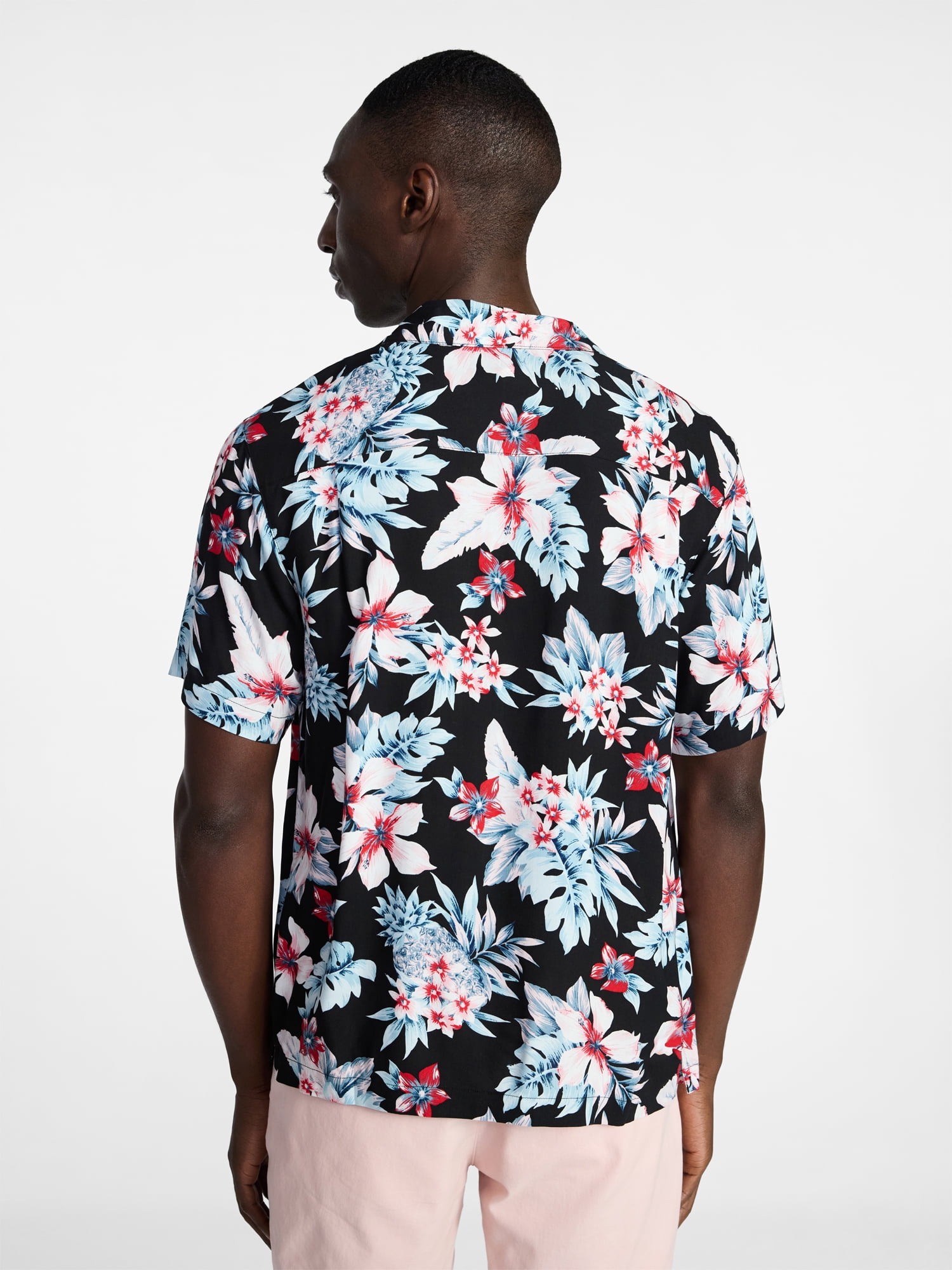 George Men's Relaxed Fit Printed Camp Shirt with Short Sleeves, Sizes S-3XLT