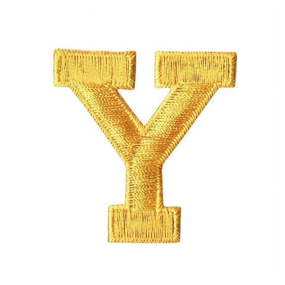 Alphabet Letter - Y - Color Yellow - 2" Block Style - Iron On Embroidered Applique Patch