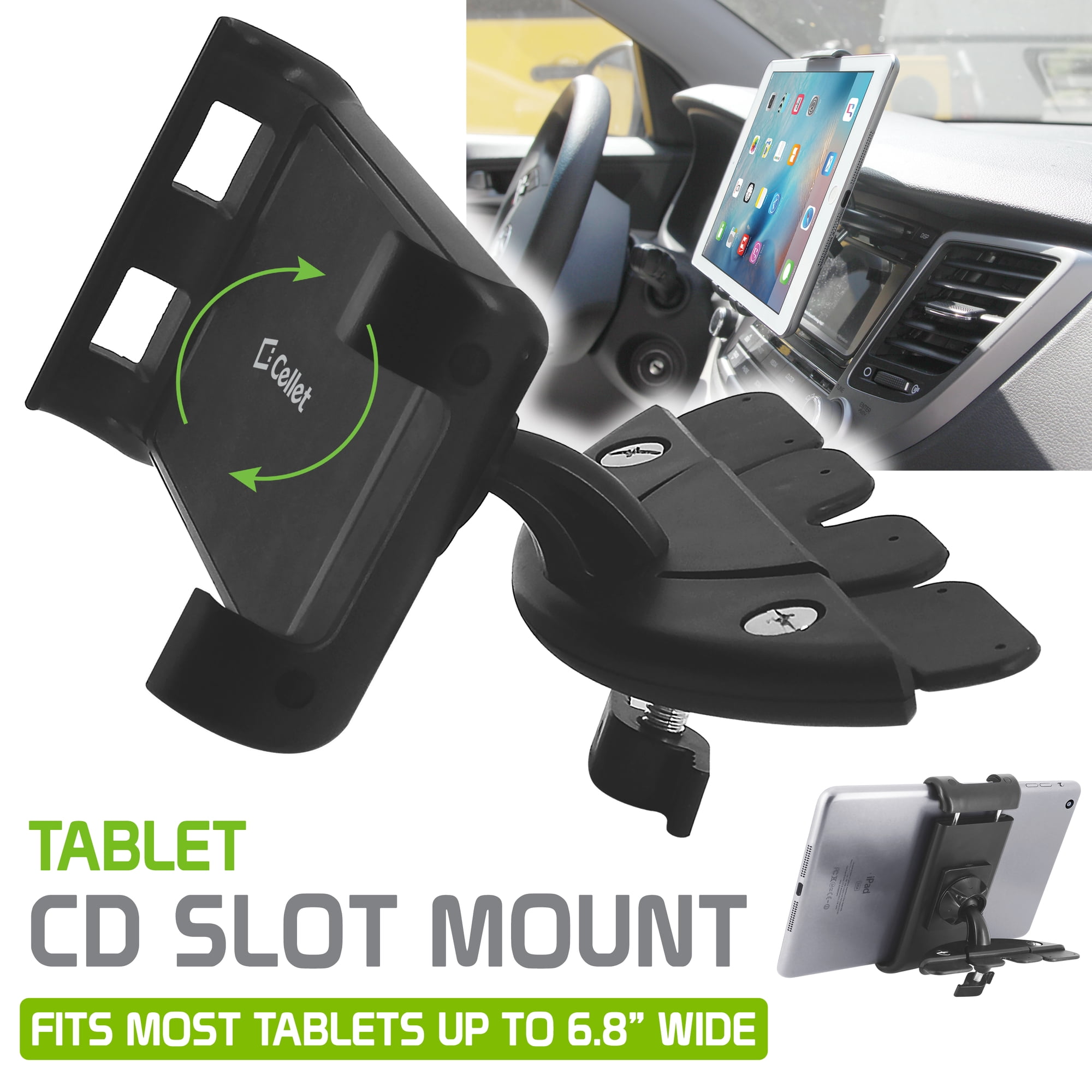 Cellet Car CD Slot Tablet / Smartphon Holder Mount Compatible with iPad, Air, Pro, Mini, Galaxy Tab, Surface, Nintendo Switch, Chromebook, iPhone, Samsung Galaxy, Moto, Google Pixel