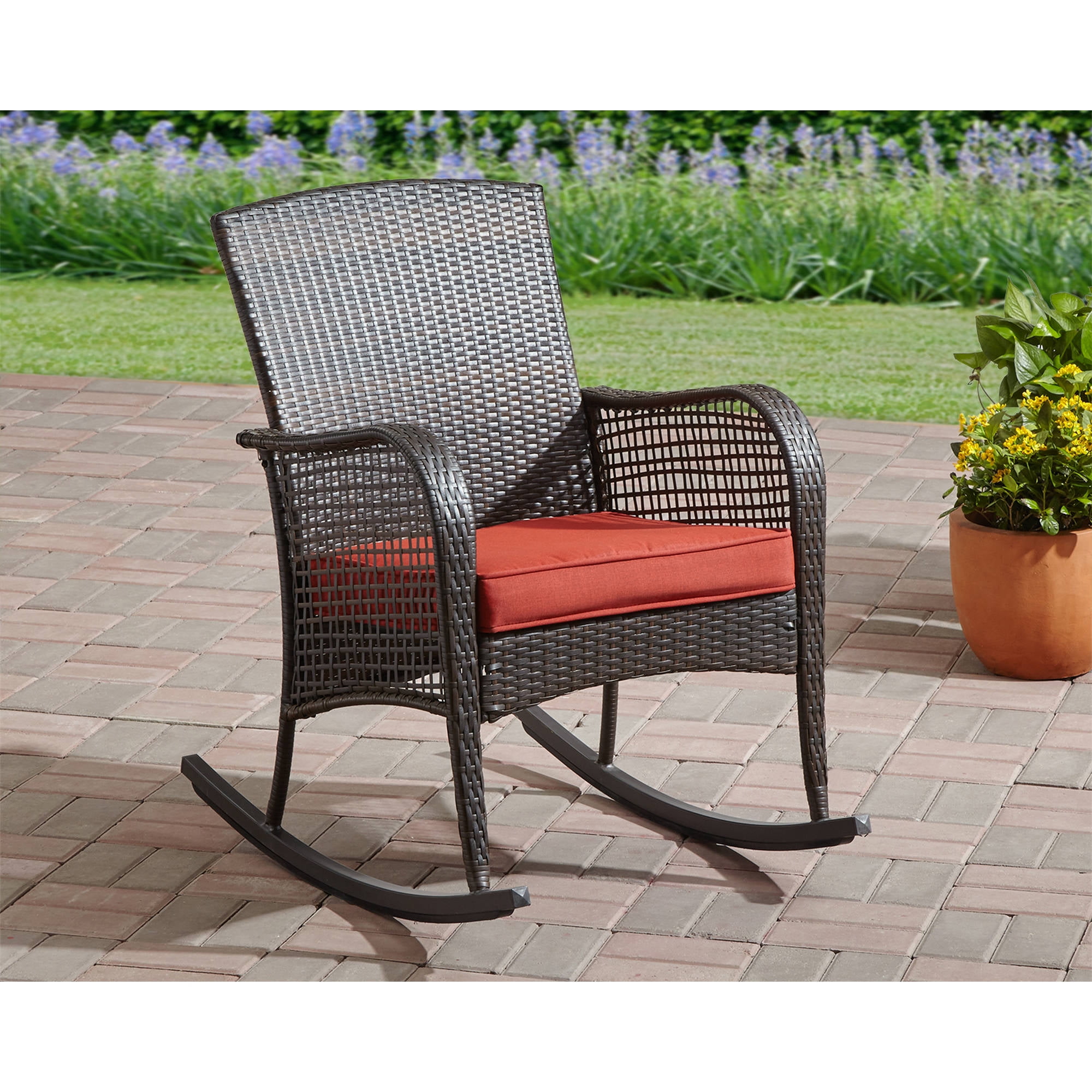 Mainstays Cambridge Park Wicker Outdoor Rocking Chair Walmart Com