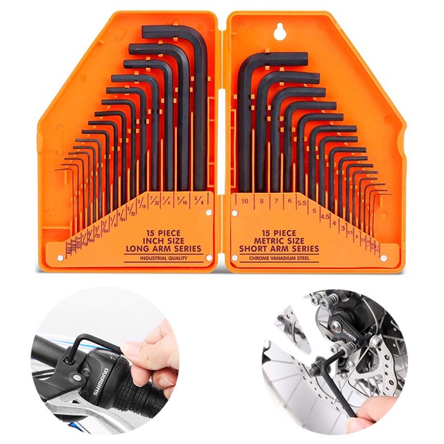 Juego de llaves hexagonales, juego de llaves Allen pulgadas/métricas 30 piezas MM (0,7 mm-10 mm) SAE (0,028"-3/8) - El mejor regalo de herramienta único para hombres Xemadio FLD-3144