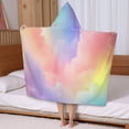 thumbnail image 5 of Pastel Rainbow Clouds Hooded Bath Towel，50"x30" for Ages 3 To 12 Kids, Quick Dry Lightweight Soft Microfiber Hood Beach Towel Cover Up for Kids, 5 of 7