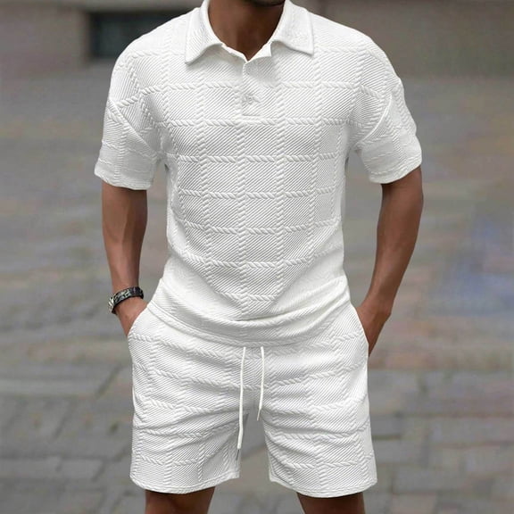 Yaoyar Mens New Summer Beach Sport Short Sleeve Set Matching Camp Shirt and Shorts Casual Vacation Outfit Two Piece Short Sleeve Ensemble
