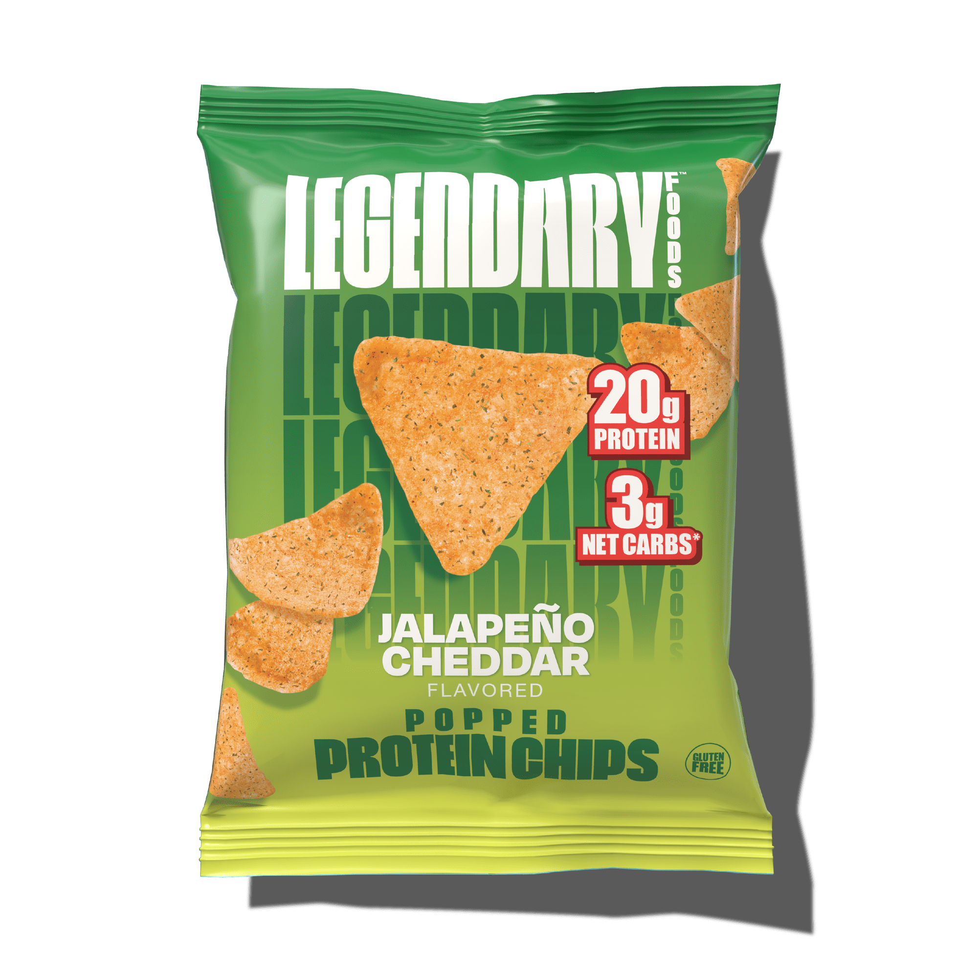Legendary Foods Protein Popped Chips, Jalapeno Cheddar, 1 Pack, 20g Protein, Gluten-Free, Keto Friendly, Low Sugar, Low Carb, Protein Snack