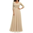 thumbnail image 4 of Sakmal Party Womens Dresses Spring A Line Evening Maxi Dress Lace V Neck 3/4 Sleeve Dresses, 4 of 9