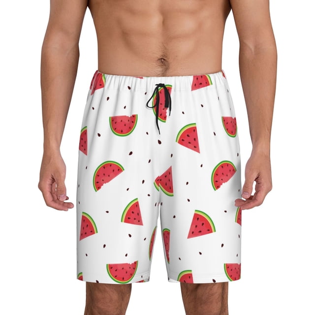 Fotbe Hand Drawn Watermelon Pantalones Cortos de Pijama para Hombre, Ropa de Dormir, Pantalones de Pijama Cortos para Hombre-Small