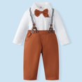 thumbnail image 2 of Gubotare Baby Boy Outfits Toddler Suit Boys Baby Wedding Dress Clothes Kids Formal Outfit Set with Suspender 18 24 Months,(Brown 18-24 Months), 2 of 9
