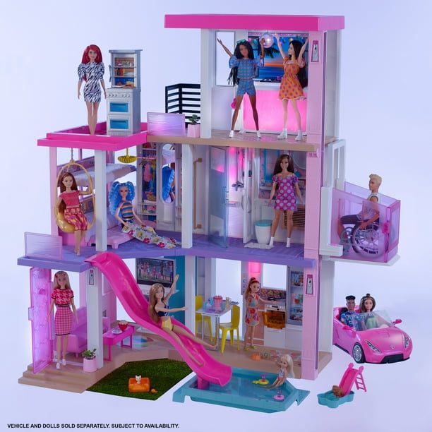 Barbie Dreamhouse (3.75-Ft) Dollhouse W Ith Pool, Slide, Elevator, Lights & Sounds, New For 2021