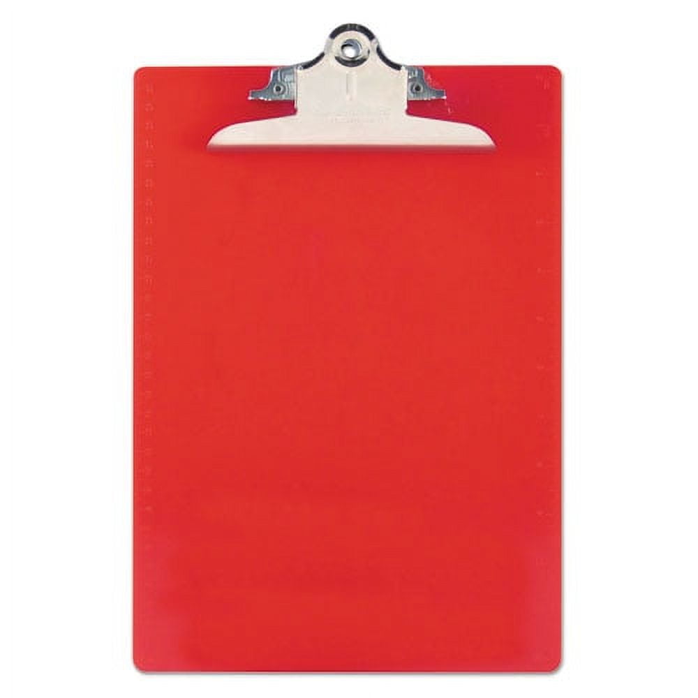 Recycled Plastic Clipboard With Ruler Edge, 1" Clip Cap, 8.5 X 11 Sheets, Red | Bundle of 5 Each