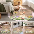 thumbnail image 5 of Large Round Rug 8Ft Washable Non-Slip, Happy Easter Bunny Circle Area Rugs for Living Room Bedroom, Spring Floral Wooden Pink Plaid Indoor Floor Mats Carpet Runner for Home Decor, 5 of 8