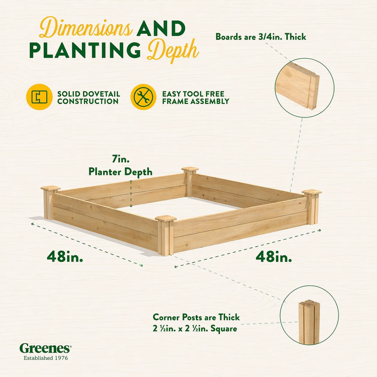 Greenes Fence 4' x 4' x 7" (3/4" Thick) Premium Cedar Raised Garden Bed