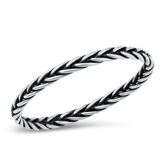 Sterling Silver Braided Ring .925 Stacking Thumb Band Jewelry Female Male Unisex Size 7