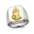 thumbnail image 1 of Mens Praying Hands Polished Stainless Steel Ring, 1 of 4