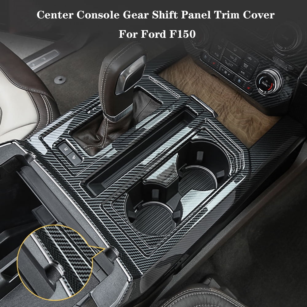 OUBOLUN ABS Imitate Carbon Fiber 1 Pcs/Set Center Control Gear Shift Box Holder Panel Cover For Ford F-150 Raptor 2015-2020 Car Interior Accessories Decoration