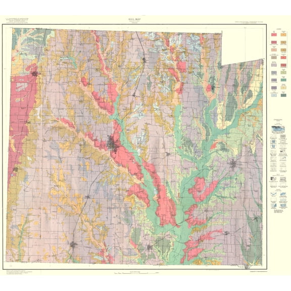 Historic County Map - Collin County Texas Soil - Knight 1930 - Vintage Wall Art