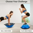 thumbnail image 2 of 25 Inch Half Balance Ball Trainer - 1600 lbs Capacity Stability Training System with Resistance Bands Pump and Extra Ball - Blue, 2 of 7