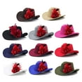 thumbnail image 6 of ROZYARD Western Cowboy Hat Cowgirl Hat Flower Feathers Womens Fedora Hat Party Props, 6 of 16