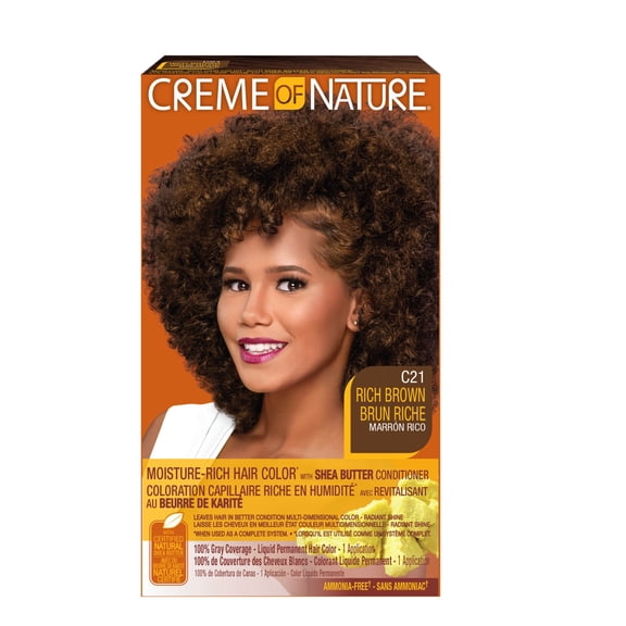 Creme of Nature Moisture-Rich Hair Color* Rich Brown C21, Ammonia Free Hair Dye Kit, 1 Application