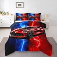 thumbnail image 2 of Erosebridal Twin Race Car Comforter Set,Red and Blue Sports Car Bedding Set,Tie Dye Lightnings Down Comforter,Racing Car Reversible Bed Set with 1 Pillowcase Warm, 2 of 7