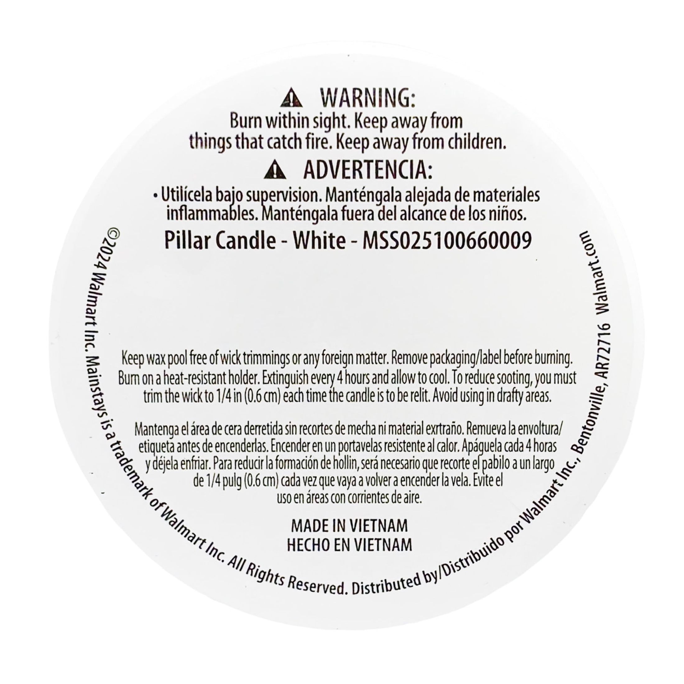 Mainstays Unscented Pillar Candle, 2.5 x 2.8 Inches, White