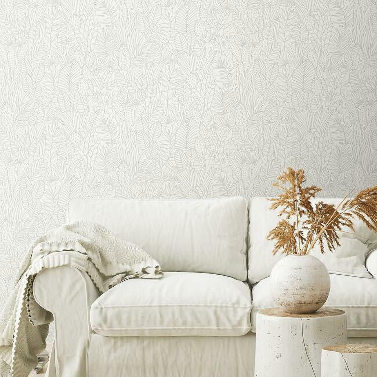 Tropical Leaves Sketch Peel and Stick Wallpaper