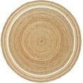 thumbnail image 1 of Ripaz Vogue Jute Rug Hand Woven Round Beige + White Border Living Room Area Rug, Farmhouse Rug (11 Feet Diameter), 1 of 5