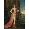 thumbnail image 2 of Joseph Werner II 18x24 Black Ornate Framed Double Matted Museum Art Print Titled: Portrait of a Lady, Full-Length, as Diana, in a Rocky Landscape, 2 of 5