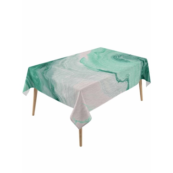 Green Marble Table Cloth, Waterproof Tablecloth for Rectangle Tables, Summer Ocean Wave Green Ombre Reusable Washable Fabric Table Cover for Restaurant Kitchen Dining Tables 60"x120"