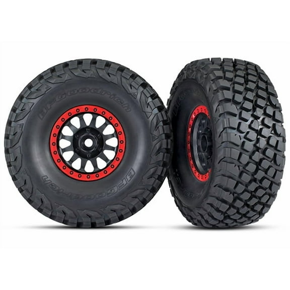 Traxxas 8474 Tires & Wheels, Method Racing Wheels, Black w/Red, BFGoodrich (2)