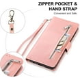 thumbnail image 3 of Wallet Case for Samsung Galaxy S22 Series, 5 Card Slots Protective Case Magnetic Closure Zipper Pocket Handbag PU Leather Flip Folio Case with Wrist Strap TPU Kickstand Full Protection Cover, 3 of 18