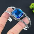 thumbnail image 2 of Natural London Blue Topaz Gemstone 925 Sterling Silver Cuff Bangle Adj., 2 of 2