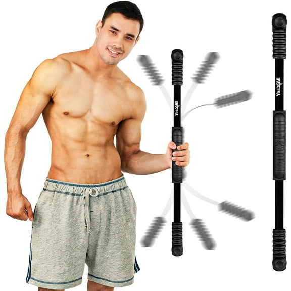 Yes4All Flex Bar, Elastic Fitness Bars with Strong Fiberglass & TPE Material, 2in1 Functional Exercise Bar, 9.5 inch Comfortable Grip, High Frequency Vibration Training, Strengthen Muscles & Burn Fat