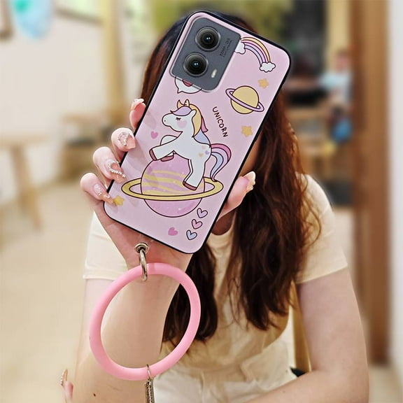 LYM-Phone Case For MOTO Edge 5G 2024, Youth Personality Waterproof heat dissipation Bracelet Creative Soft Case Cartoon Solid Color Dirt-resistant Back Cover Cute Ring Anti-knock Funny