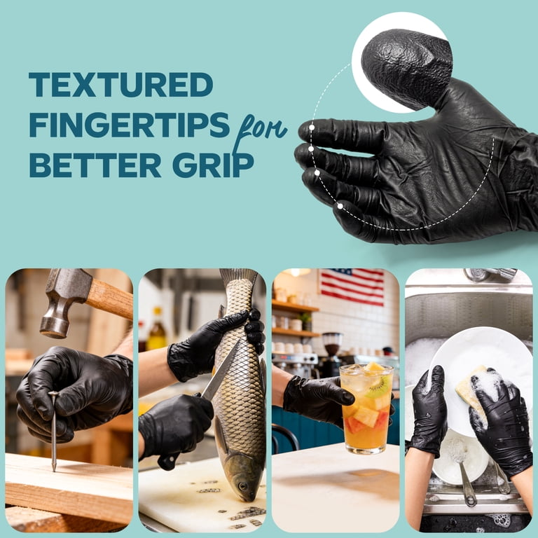 Comfy Package Black Nitrile Gloves, Disposable, Food Prep, 6-Mil