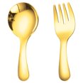 thumbnail image 2 of YAOMOBB Baby Spoon Fork Set Stainless Steel Baby Spoon Fork Set Short Handle Mirror Polished Mini Ice Cream Dessert Tea Soup Spoon Fork Set Kitchen 2Pcs Set, 2 of 7