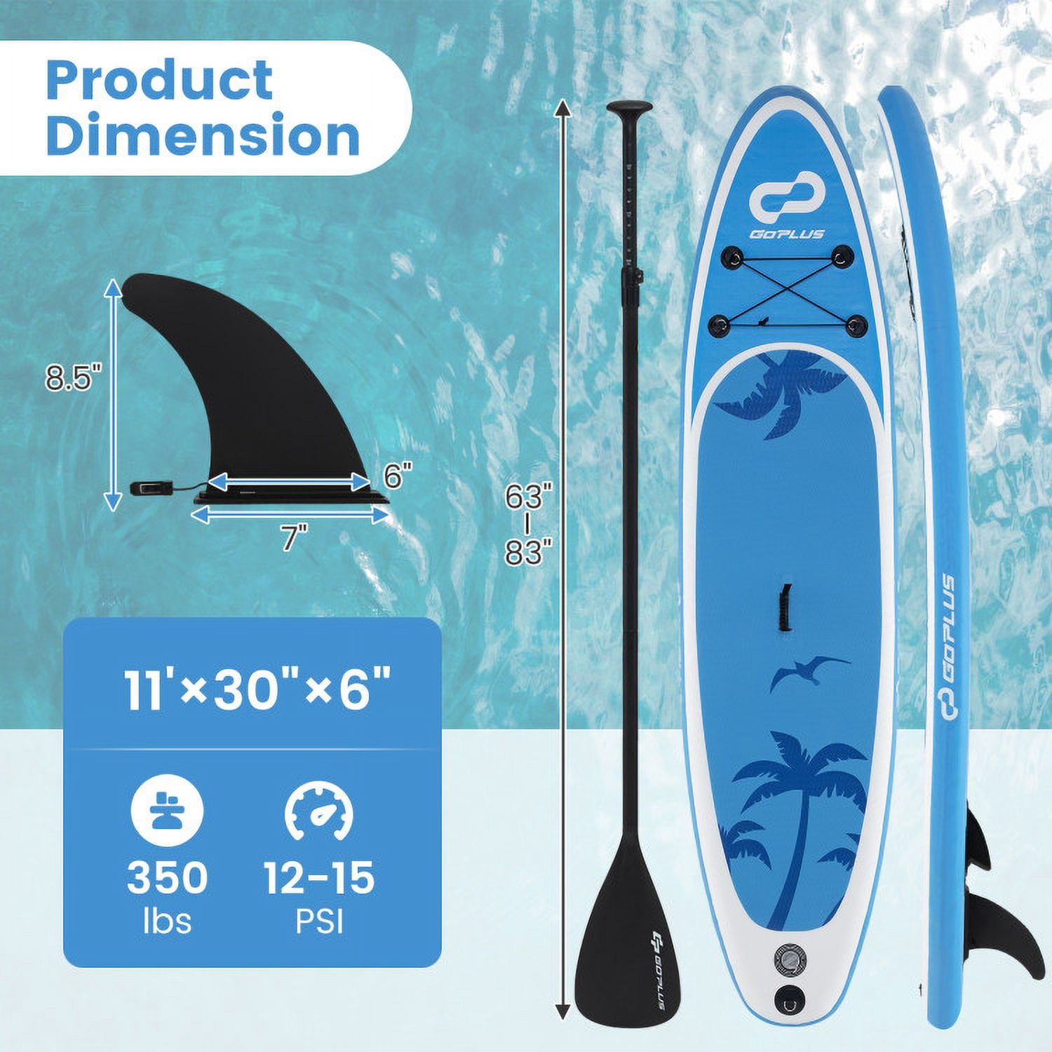 Spaco Inflatable Stand Up Paddle Board, Paddle Board with Premium SUP Accessories-L, Paddle Board with Convenient Inflatable Design for Outdoor, Blue