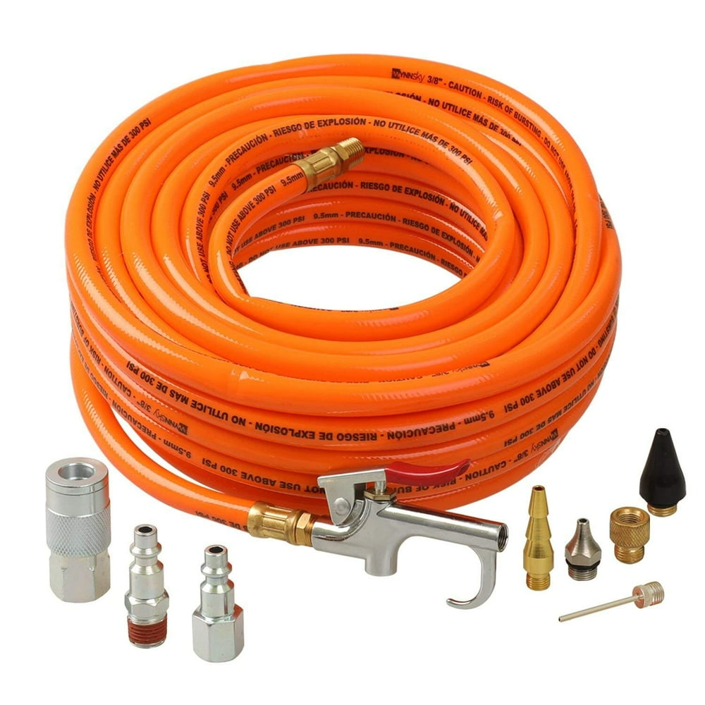 3/8'×50ft PVC Air Hose With 10 Piece Air tool and Accessory Kit With