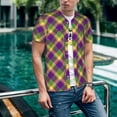 thumbnail image 6 of KLL Mardi Gras Plaid for Men's Baseball Shirts,Short Sleeve Casual Shirts Button Down Shirt for Men Beach Summer Wedding Shirt-XX-Large, 6 of 7