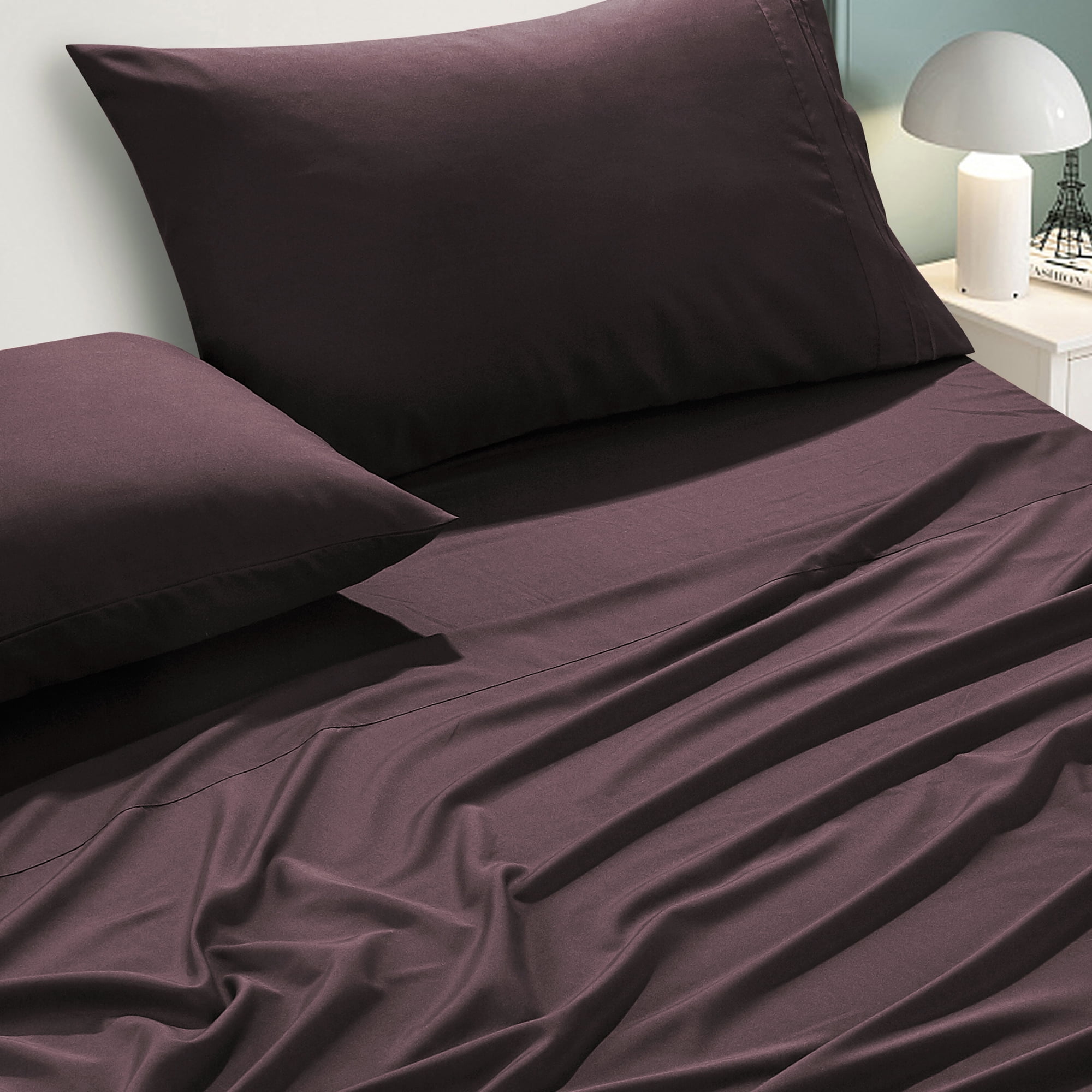4-Piece Set Bed Sheets, Bedding with Fitted Sheet, Flat Sheet & Pillowcases