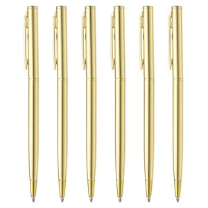 Uxcell Slim Metallic Ballpoint Pen, Retractable Writing Pens with Clips for Business Office Wedding Style 1 Golden