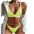 thumbnail image 4 of Women's Ribbed Bikini Set, O-Ring Solid Color Bikini Swimsuit Cheeky Thong Swimwear Two Pieces Bathing Suit, 4 of 5