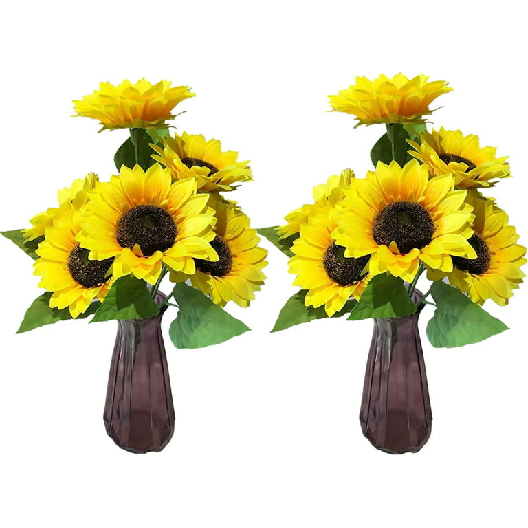 Artificial Flowers 7 Heads in one Bunch , Artificial Sunflowers, Artificial  Silk Flower, Fake Flowers for Home Wedding Party Decoration,(1 Bunch)